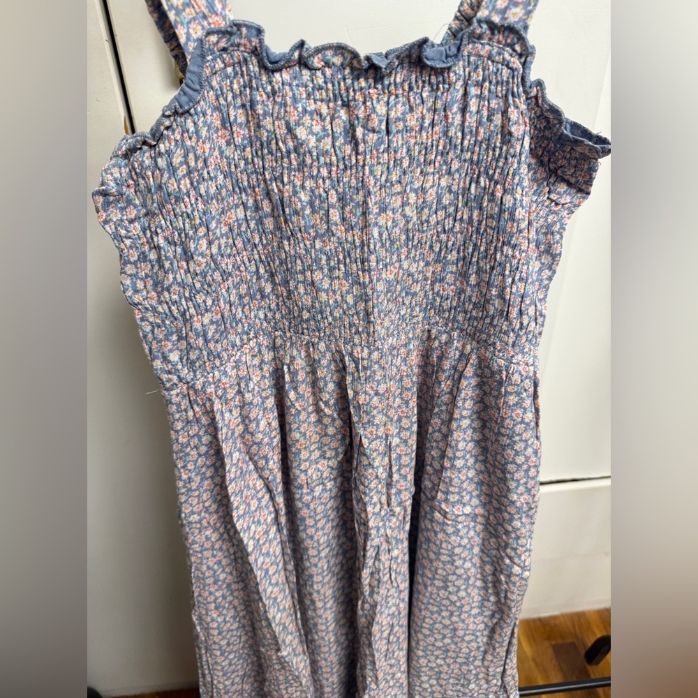 Smocked Floral Maxi Dress in Light Blue and Pink - Picture 2 of 5